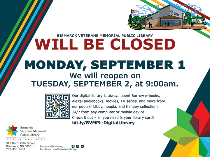 BVMPL will be closed on September 1, 2025 and reopening on September 2, 2025 at 9am.