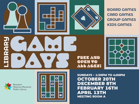 Library Game Days: Enjoy board games, card games, group games, and kids games on June 30 and July 28 from 1:30 PM to 4:00 PM in Meeting Room B. Free and open to all ages.