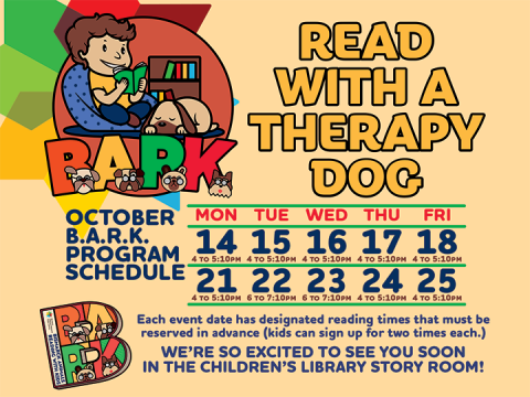 BARK is for kids who want practice reading with non-judgmental listeners—dogs! 