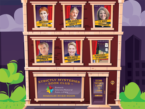 Strictly Mysteries Book Club with event details.