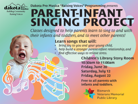 Dakota Pro Musica is happy to present singing classes specifically for parents and their infants, to encourage music learning and enjoyment from the very start.