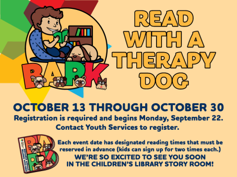 October BARK -- Read with a Therapy Dog