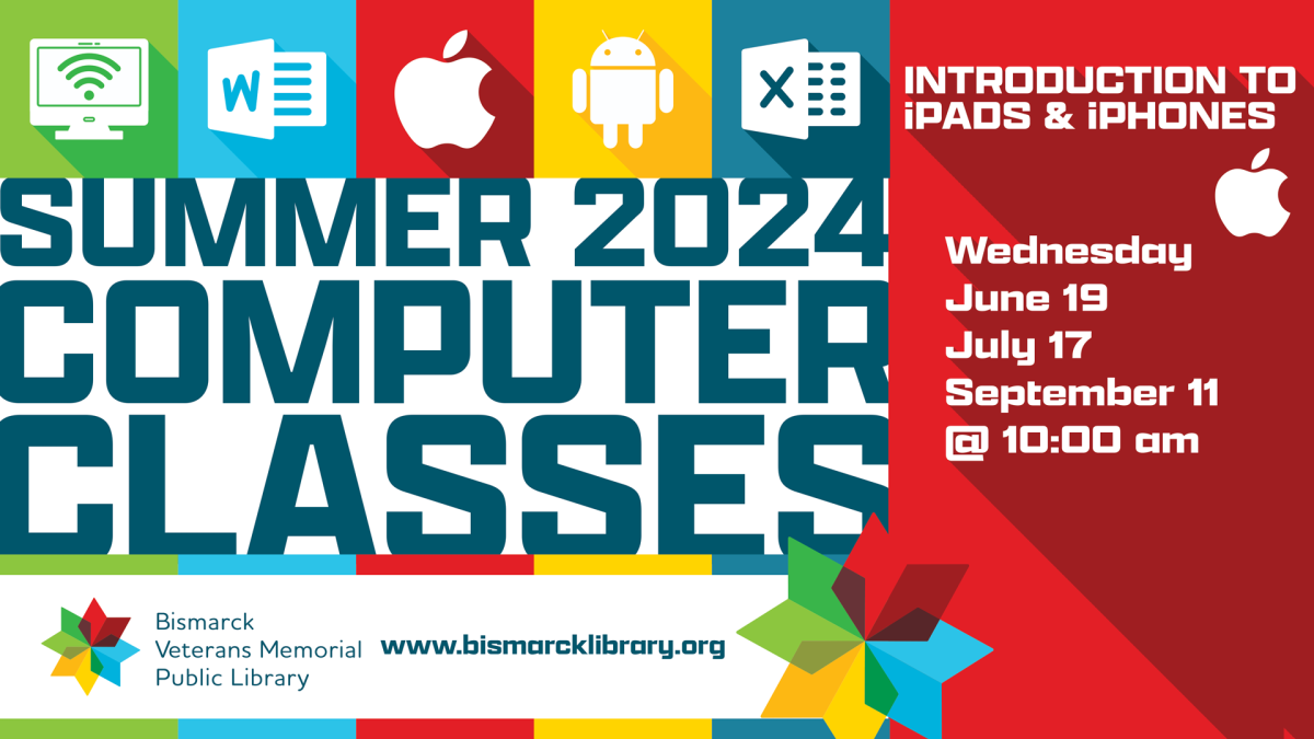 Summer 2024 Computer Classes: Introduction to iPads & iPhones, June 19, July 17, September 11, 10:00 a.m.