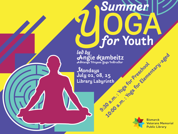 Join Ashtanga Vinyasa yoga instructor Angie Kambeitz as she leads yoga classes for children on the library’s labyrinth. 